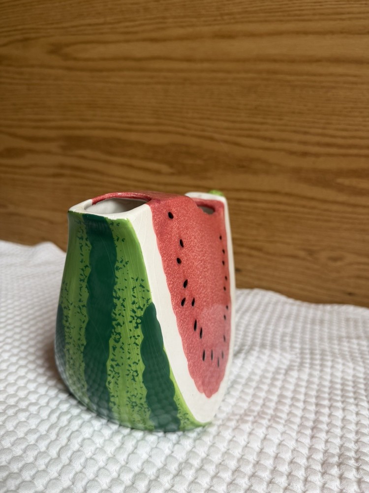 Garden Ridge Watermelon Pottery Pitcher