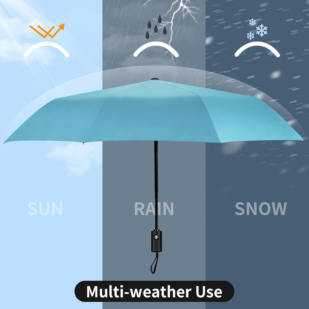 Compact Automatic Windproof Travel Umbrella - Lightweight Folding Design