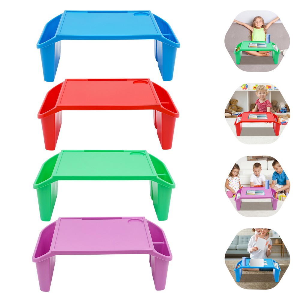Kids Lap Desk, Portable Activity Tray with Side Storage, Stackable Plastic Desk