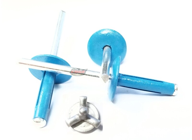 Pepsi-Blue 3/16" Large Head Tri-Fold Exploding Aluminum Mandrel Pop Rivets 25...