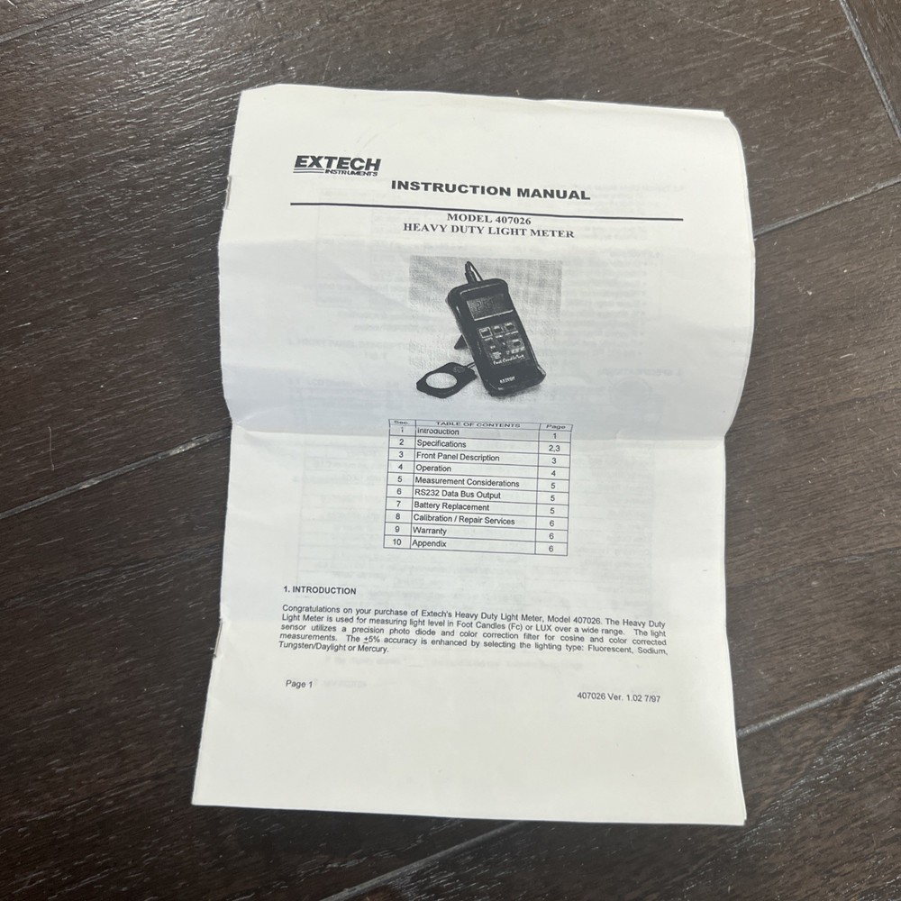 EXTECH 407026 Heavy Duty Light Meter