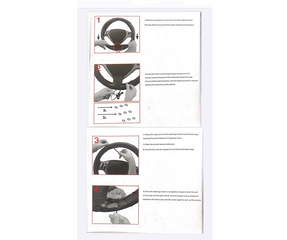 Black Small DIY Classic Grip Synthetic Leather Wrap Steering Wheel Cover