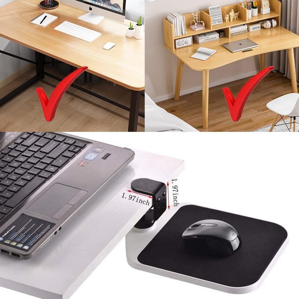 Mouse Platform Clamp On Under Desk Adjustable Mouse Tray Mount Swivel De