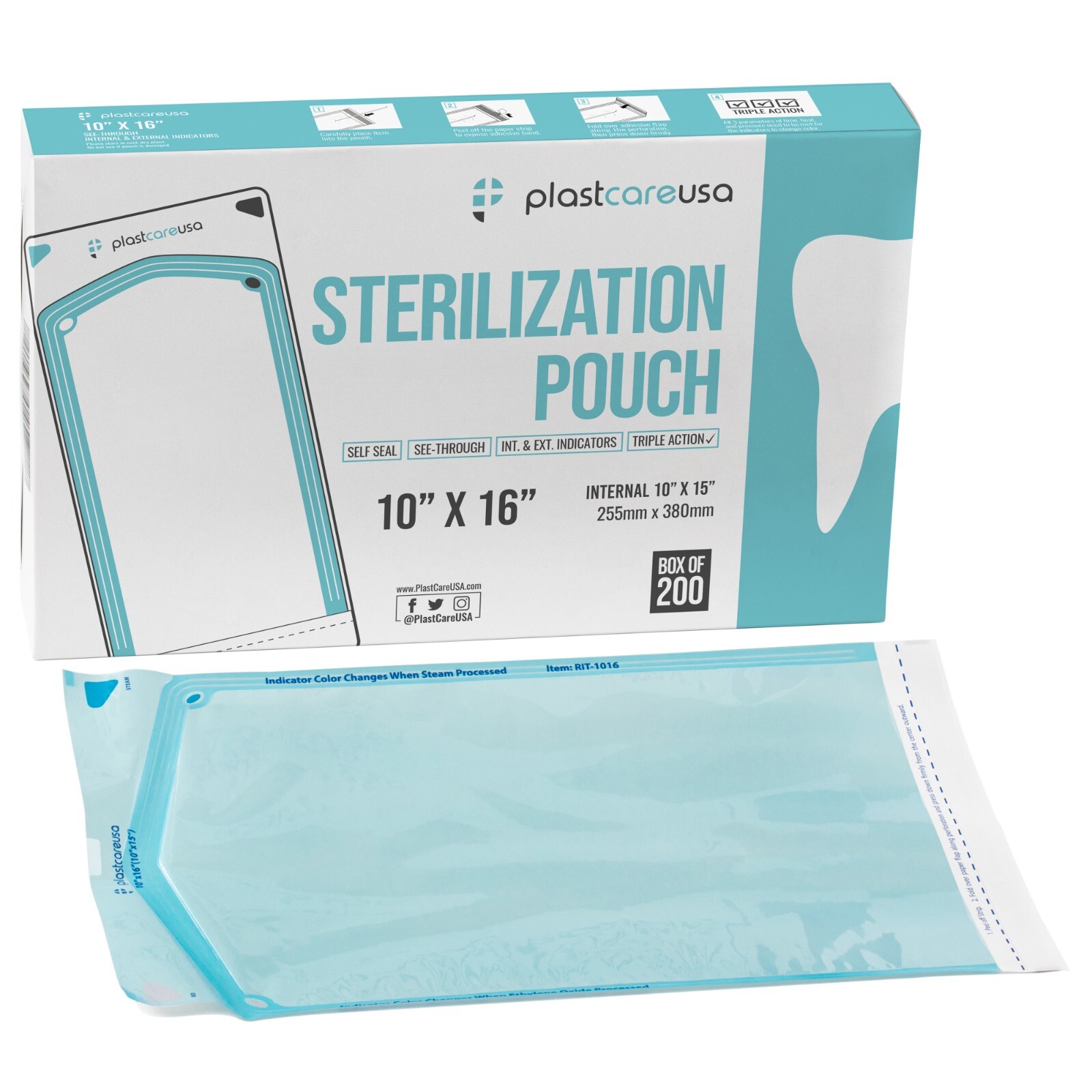 10" x 16" Self-Sealing Sterilization Pouches for Autoclave (1 Box of 200)