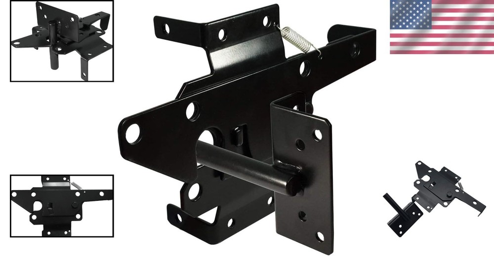 Versatile Black Gate Latch - Automatic Gravity Lock for Backyard & Pool Gates