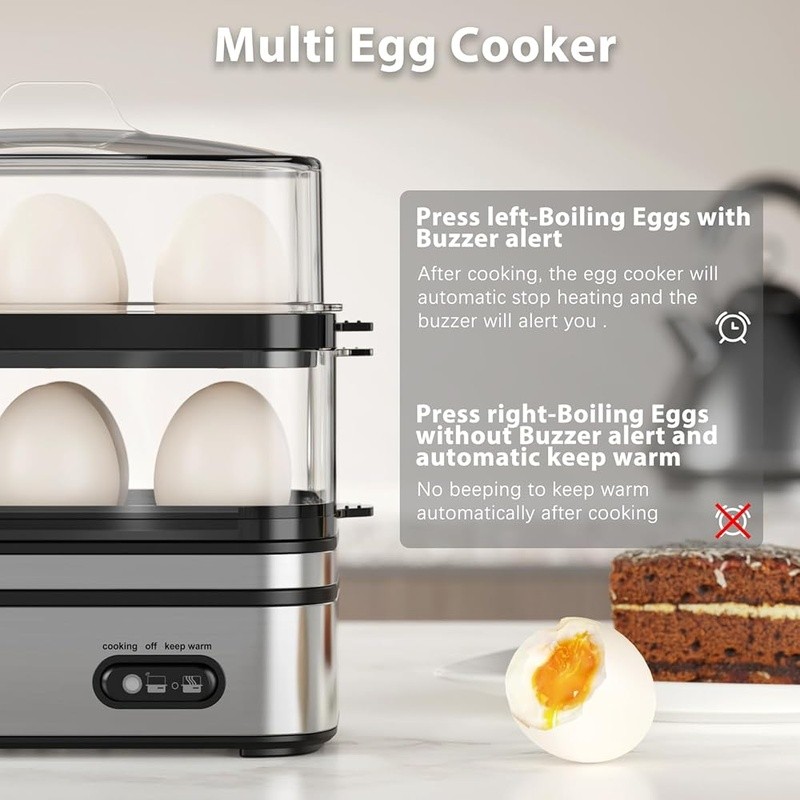 Multi Functional Egg Cooker Boil Poach Scramble Eggs Easy Clean Includes Trays