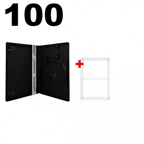 100 Replacement Cases compatible with Black Playstation 2 14mm & 100 Inserts
