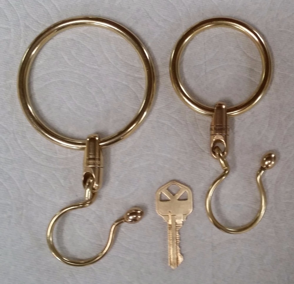 SOLID BRASS JAILERS TYPE KEY RING, 3" DIAMETER RING, MADE IN USA