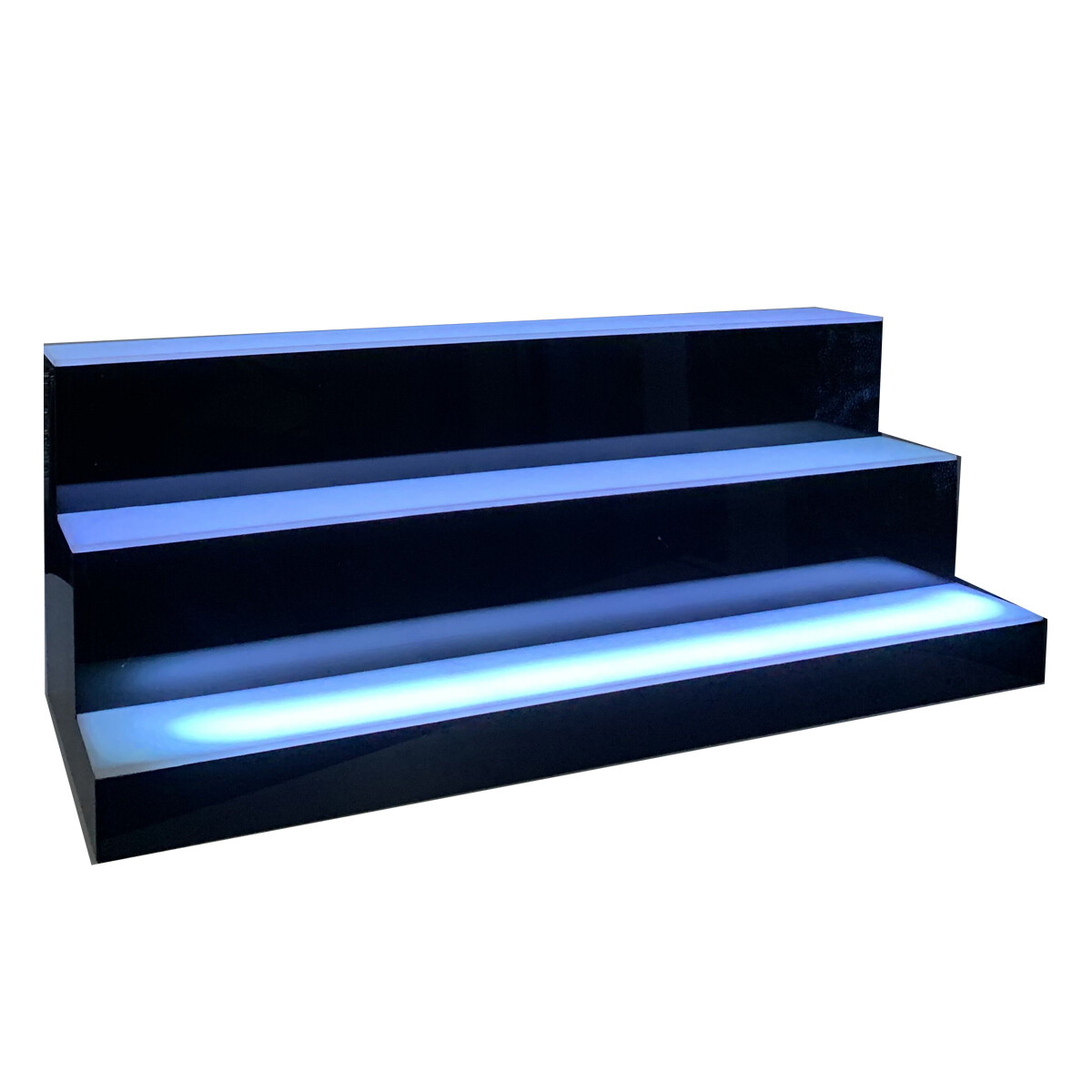 39" 3 Step Tier LED Lighted Shelves Illuminated Liquor Bottle Display Stand US