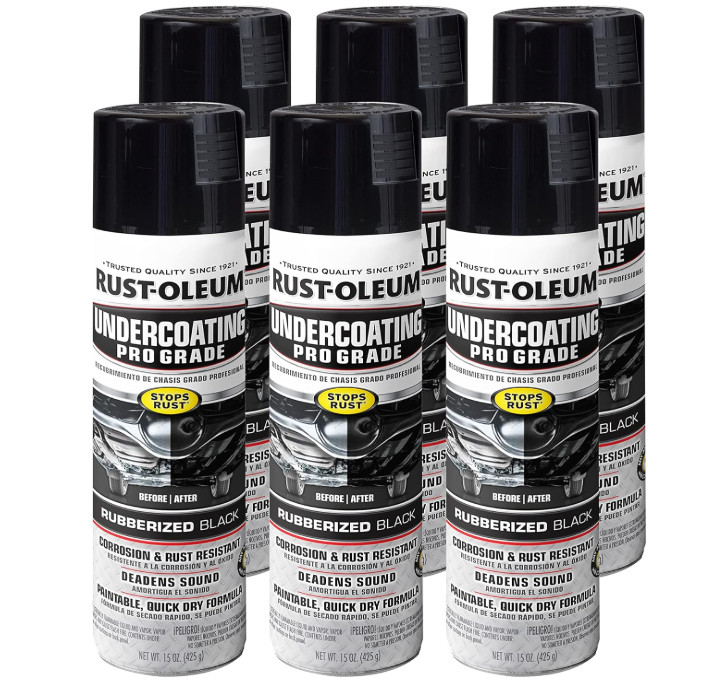 Rust-Oleum Stops Rust Undercoating Spray – Rubberized Black, 15oz, 6 Pack