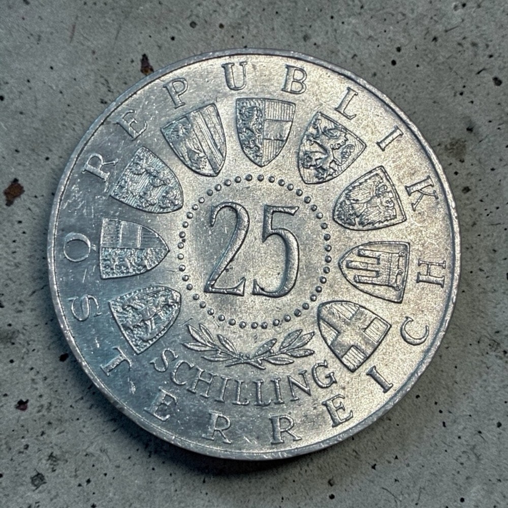 1963 🇦🇹 Austria 25 Schilling 80% Silver Prince Eugene.
