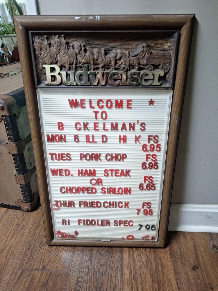 Budweiser Vintage Menu Sign