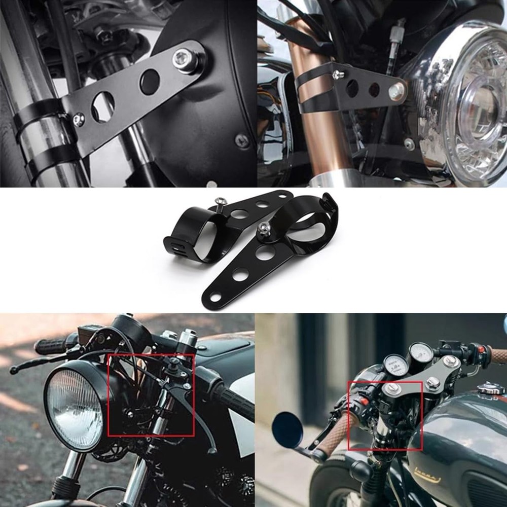 Motorcycle Headlight Bracket,Universal Headlight Ear Brackets, 2pcs Black