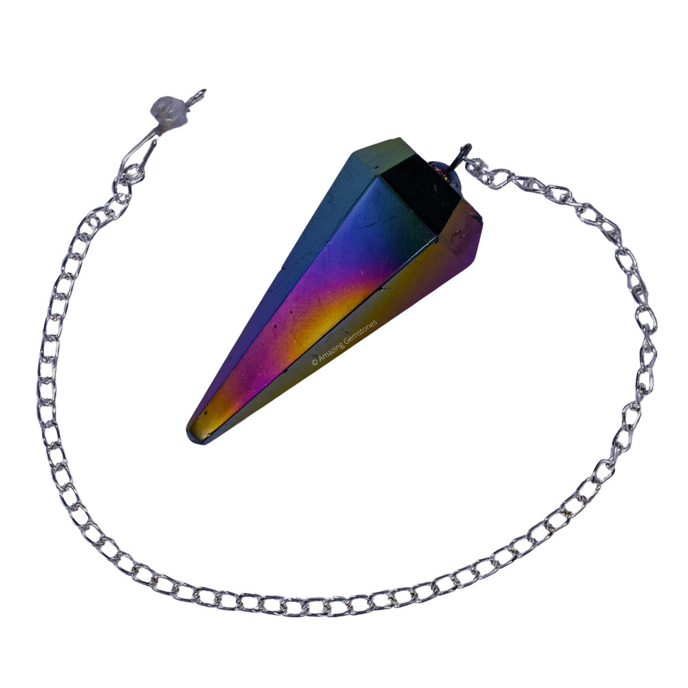 Titanium Aura Quartz Dowsing Crystal Pendulum