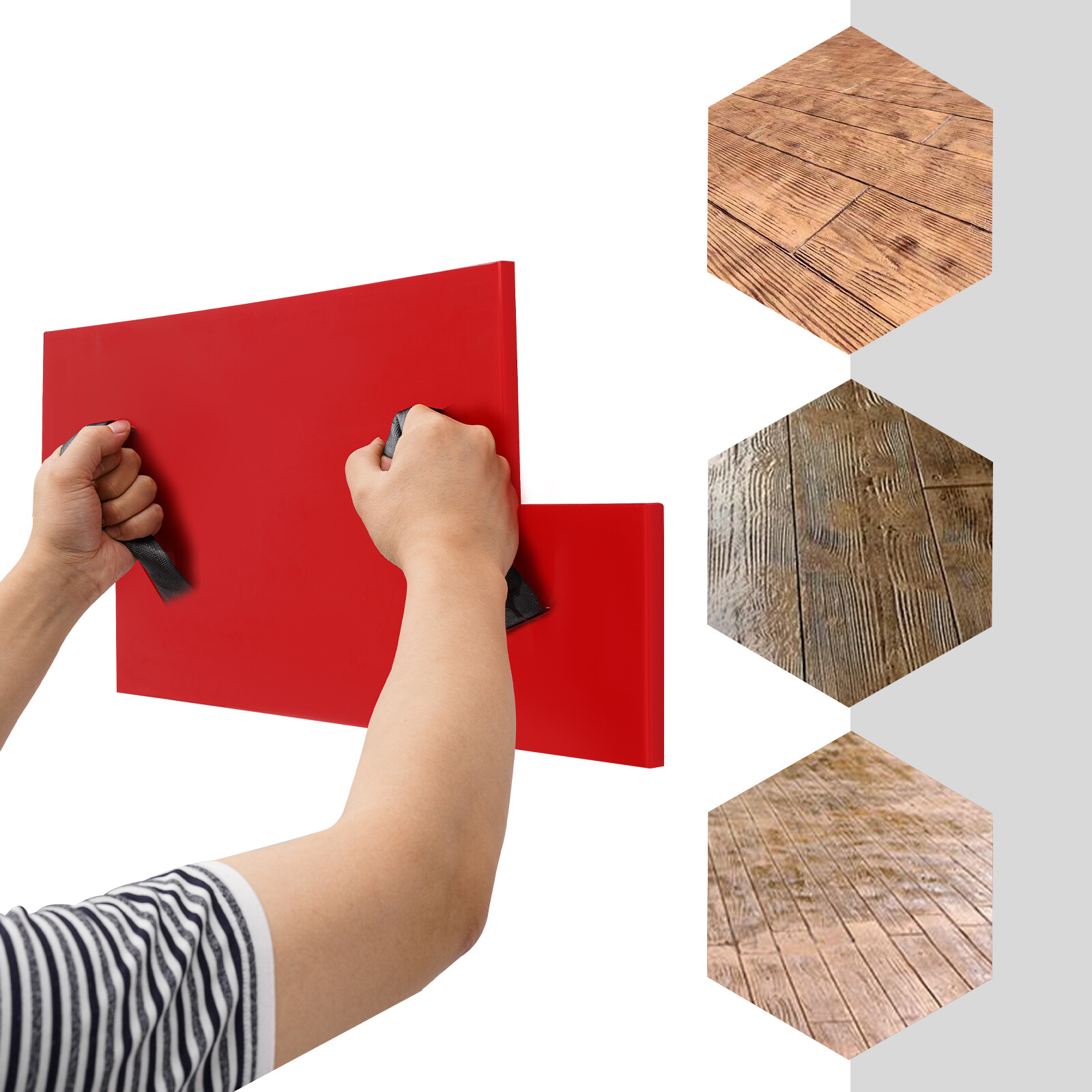 Red 30x72cm Concrete Stamp Mat,Manual Concrete Texture Skin Concrete Texture Mat