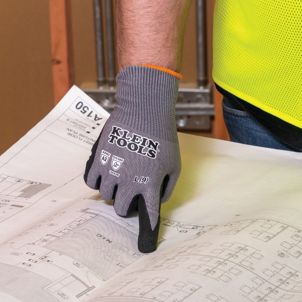 Klein Tools 60584 Knit Dipped Gloves, Cut Level A2, Touchscreen, Medium, 2-Pair