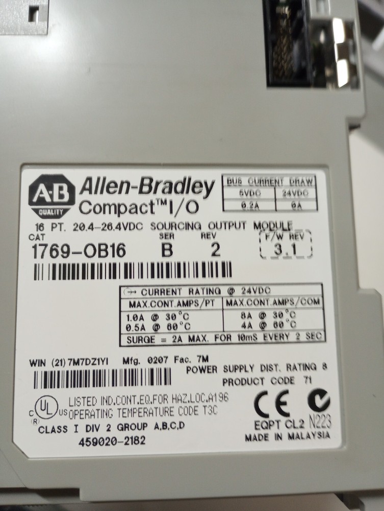 COMPACTLOGIX ALLEN BRADLEY RACK COMPLETE SYSTEM 1769-L32E SYSTEM