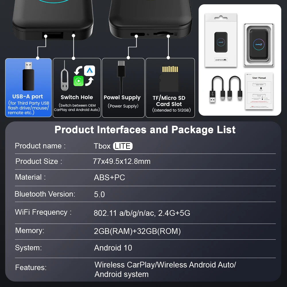 2025 CarlinKit Car Android Smart TV Ai Box Wireless CarPlay Android auto Adapter