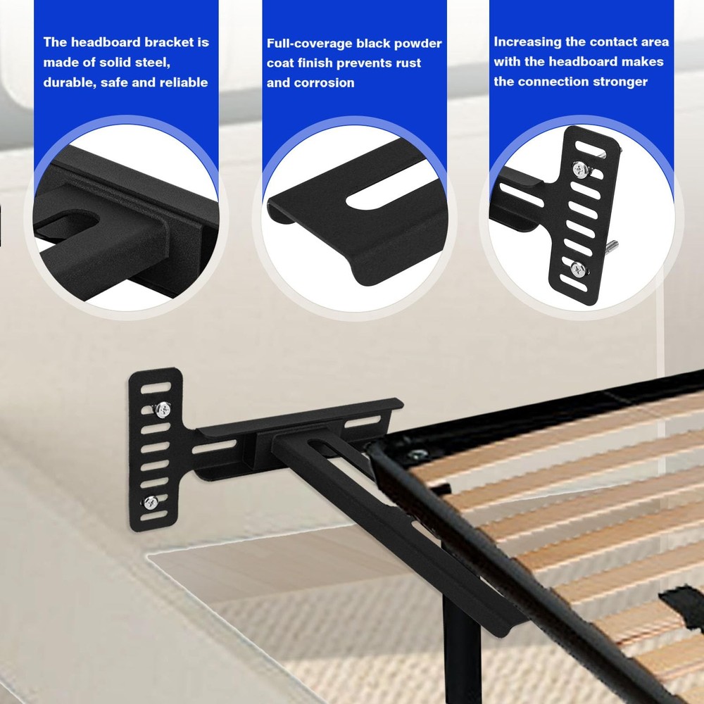 Headboard Kit for Adjustable Bed, Universal Headboard Bracket, Matte Black