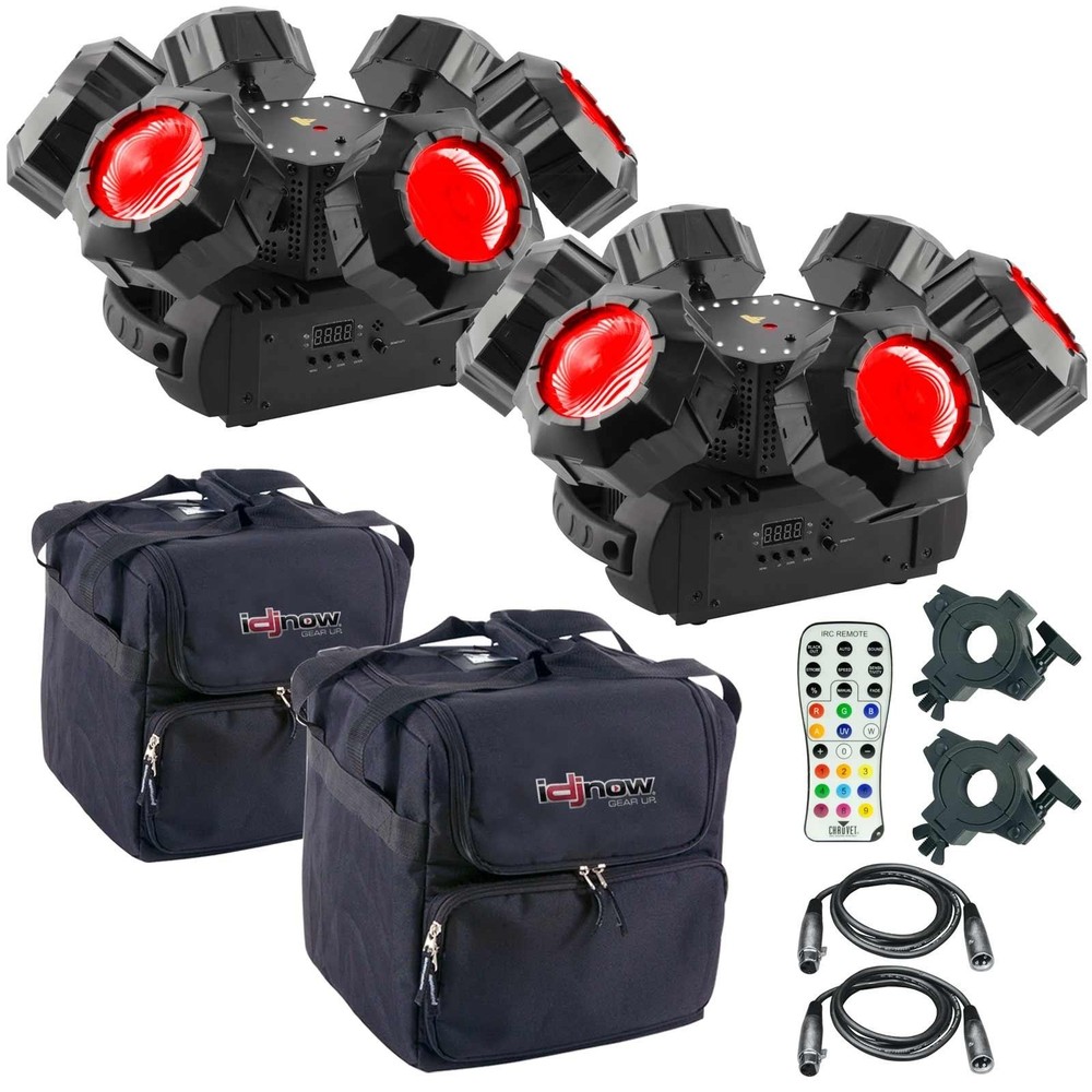 2 Chauvet DJ Helicopter Q6 Rotating Multi-Effect Light w Remote and Case Package
