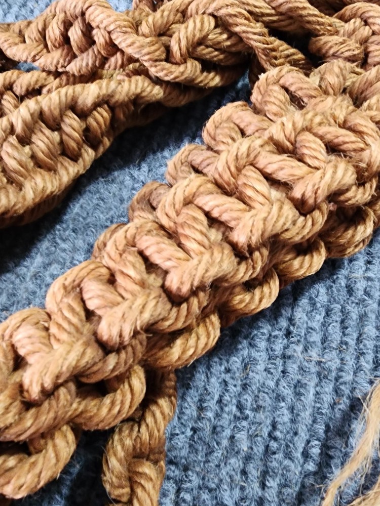 Large Jute Macrame Plant Hanger Side Table 46" Long
