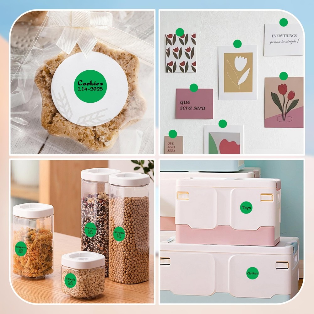 1 Inch Round Color Coding Labels, 1000 Dots Per Roll Green Color Coded Dot St...