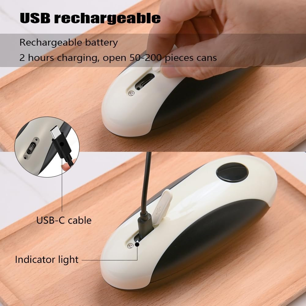 Rechargeable Electric Can Opener Smooth Edge Automatic USB Kitchen Tool