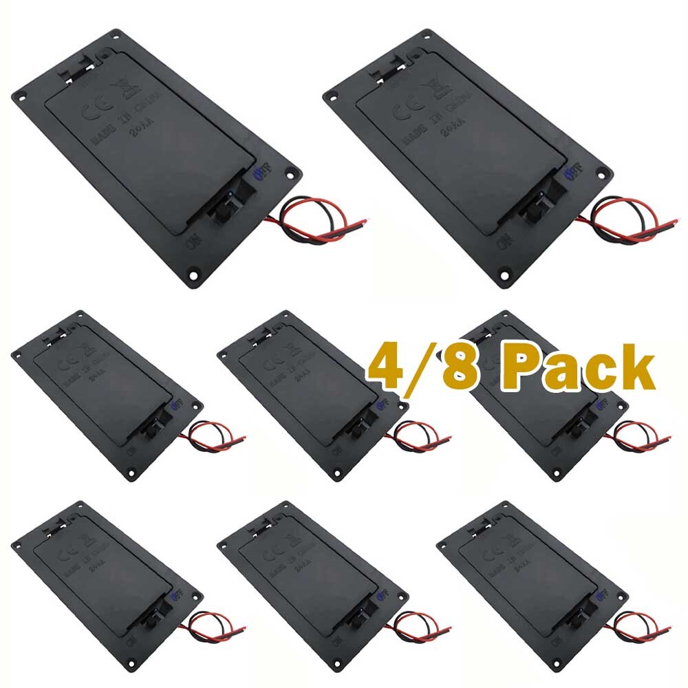 4/8xTwin/2X/Two AA Panel Mount Battery Holder Case Box 3V With Power Switch&Wire
