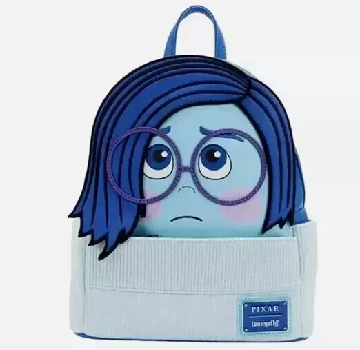 Inside Out 2 Pixar Sadness Backpack Loungefly Women Shoulder Bag Mini Handbags