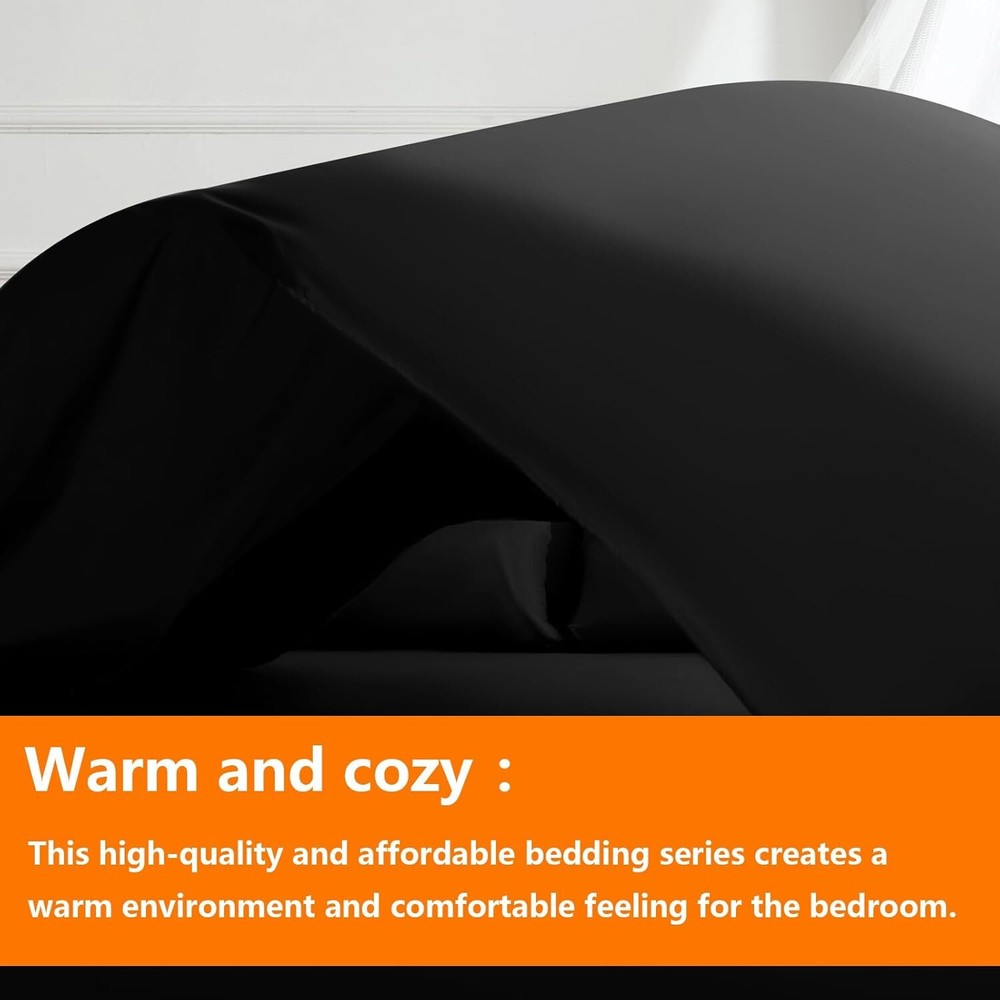 Queen Size Comforter Set - 7 Piece, Bedding Set, Black