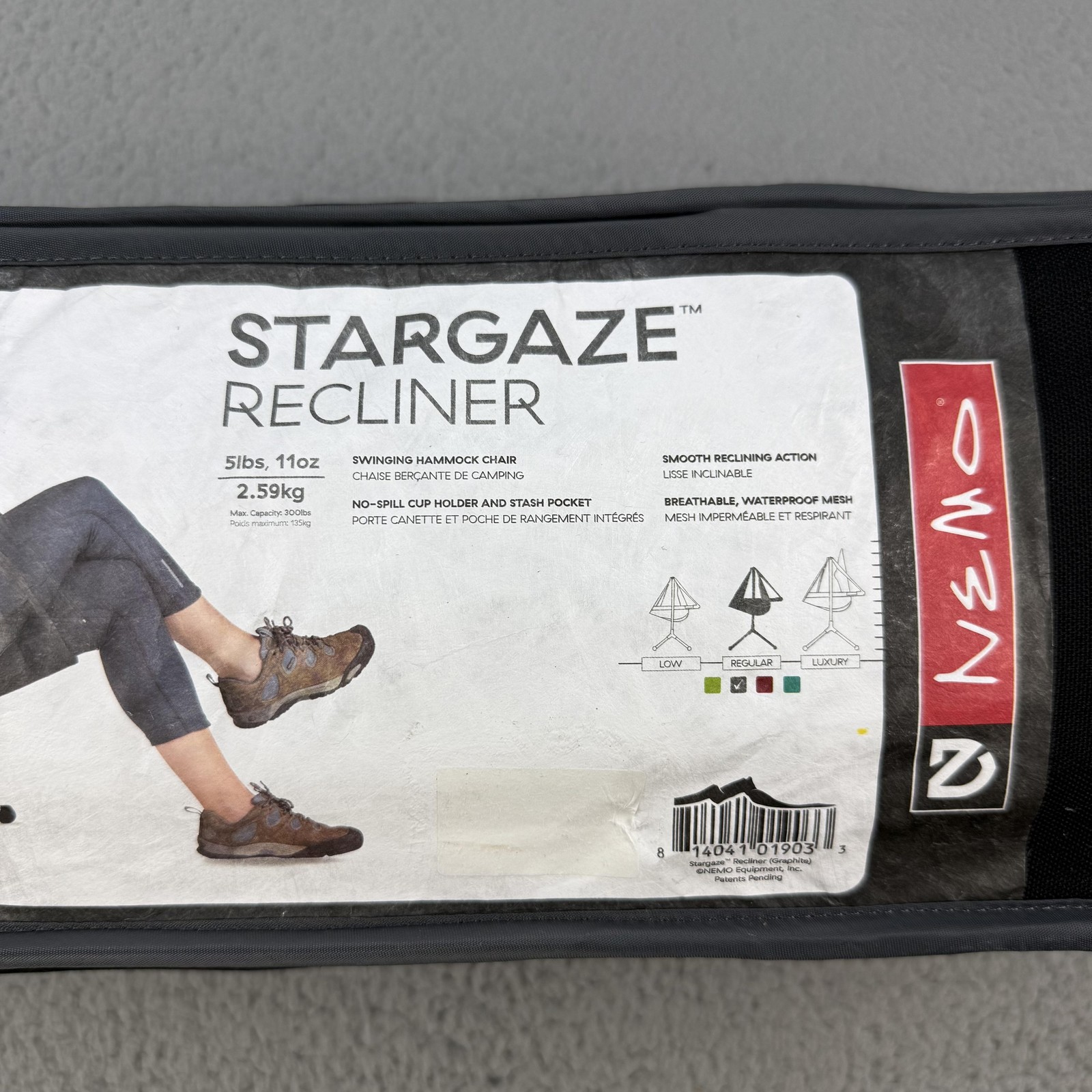 NEMO Stargaze Recliner Camping Chair Black Swinging Hammock 300lb Limit Aluminum