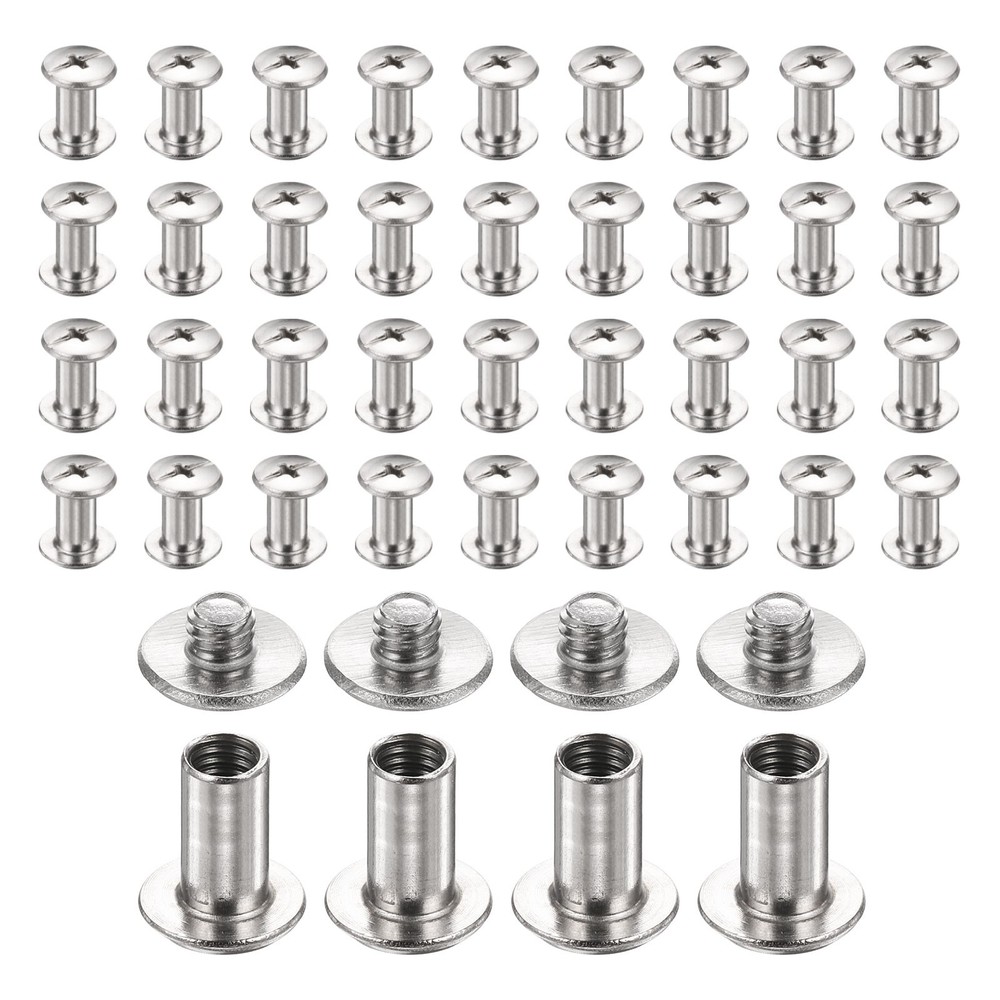 40set Phillips Chicago Screw M4x10mm Binding Post Screw, Silver