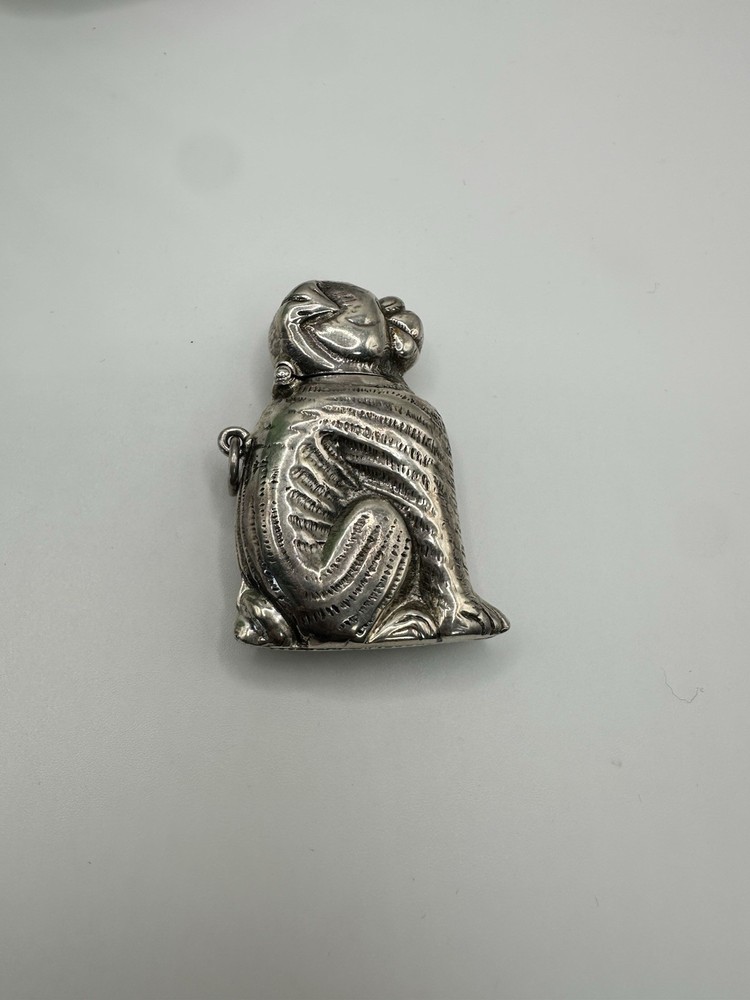 Sterling Silver Dog Match Safe Vesta