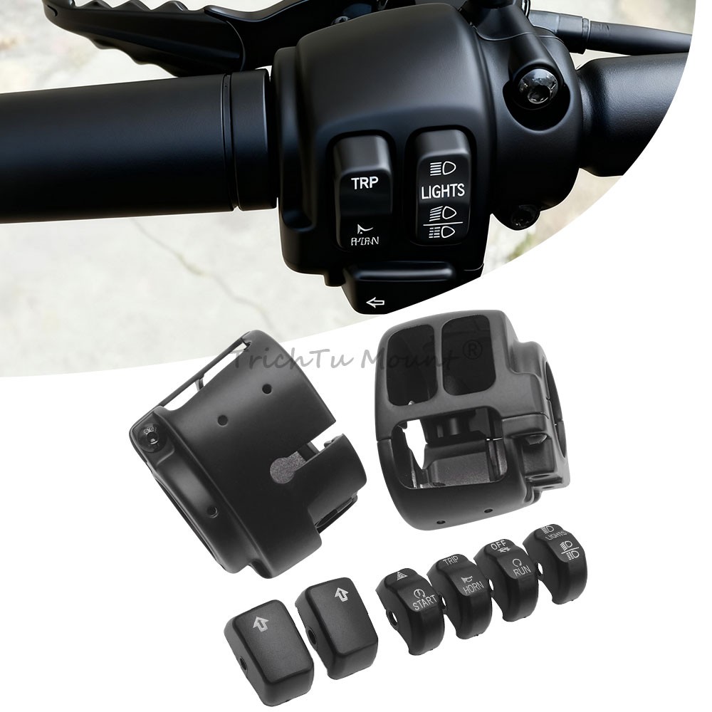 Motorcycle Handlebar Control Switch Housings Cap Cover Button For Harley Softail