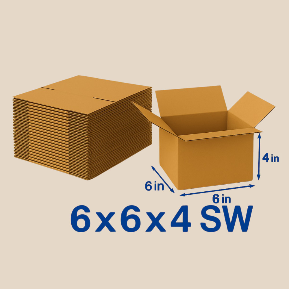 Generic 6x6x4 32ECT Corrugated Shipping Boxes, 25-Pack