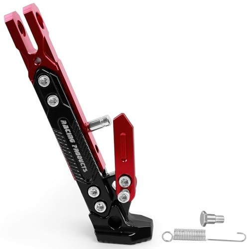 Motorcycle Kickstand Adjustable Tripod Holder Foot Side Stand for red