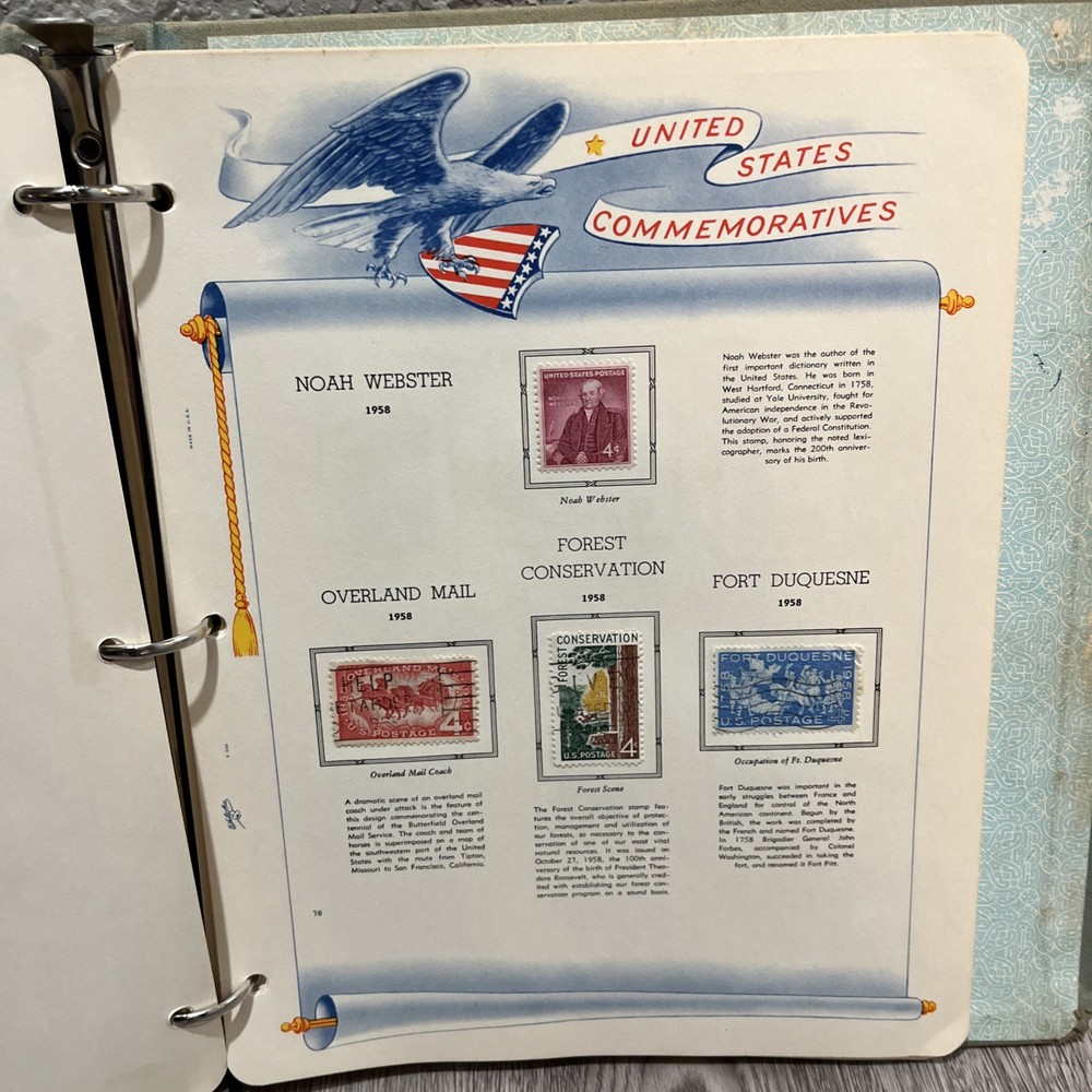 White Ace United States Commemoratives Postage Stamps Book 1947-1964 Qty 229