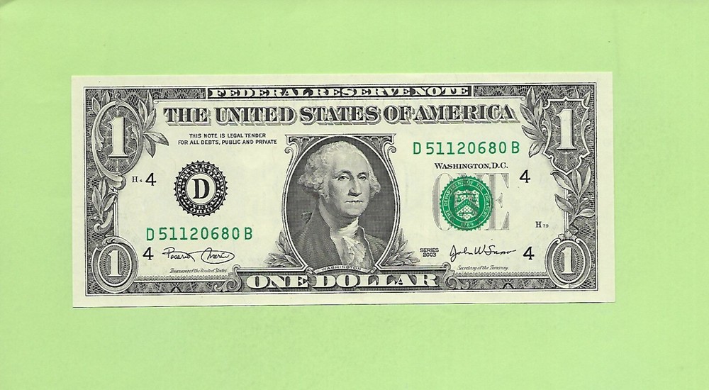 2003 ..UNCIRC $1  D 5112 0680 B  .... 2003  $1  D-B      NICE NOTE    FRN