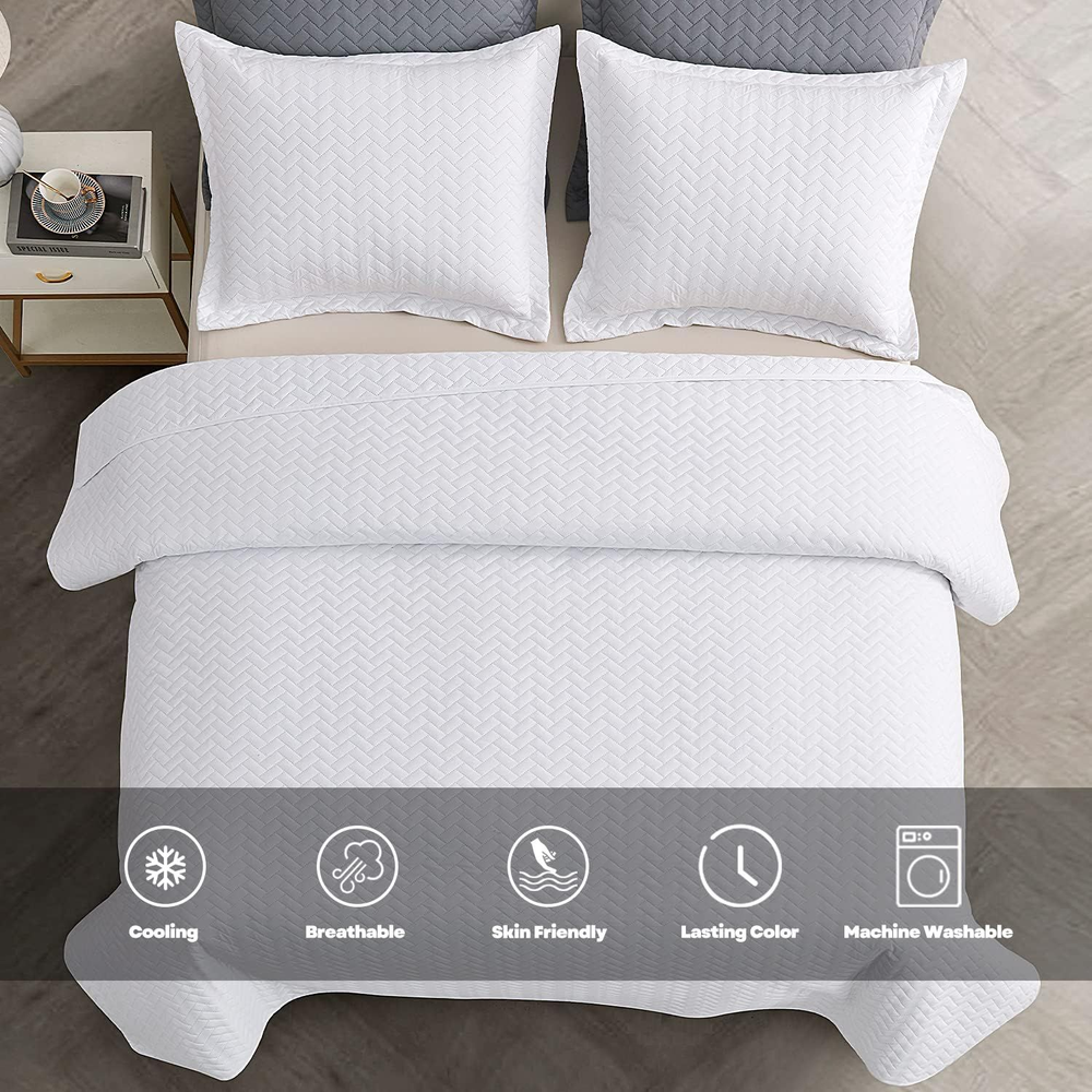 Maple&Stone Summer Quilt Set Queen Size, Lightweight White Bedspread...