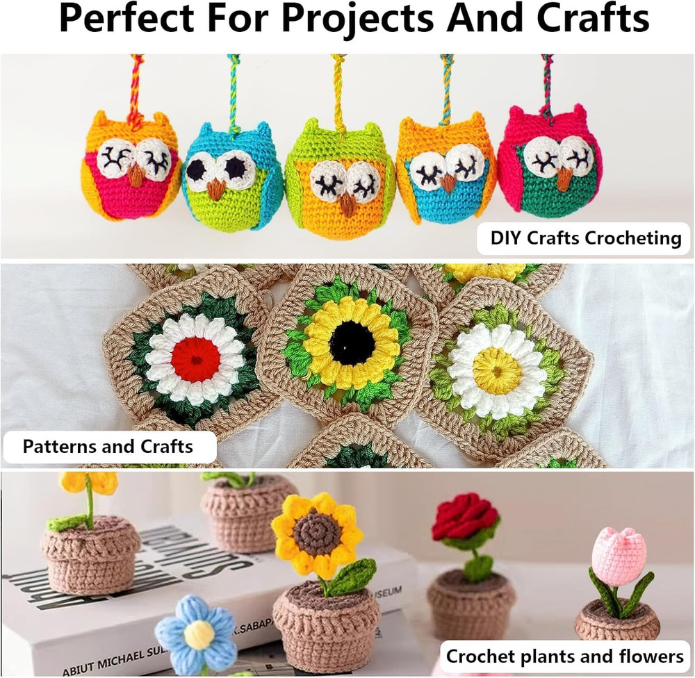 Beginner Crochet Kit 81 Piece Starter Set with Yarn Hooks Guide Book