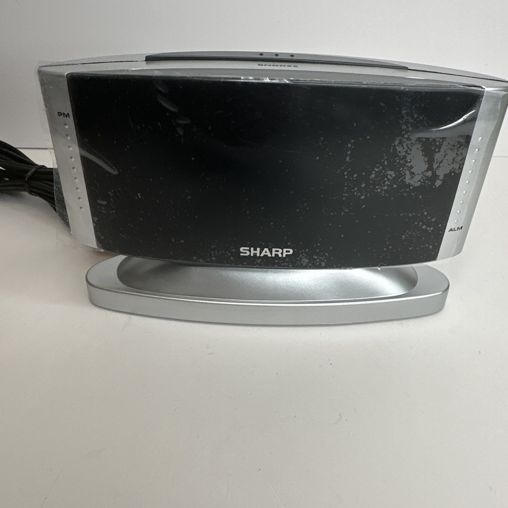 Sharp Model SPC033 Silver Alarm Clock Large Red Number Display Swivel EUC