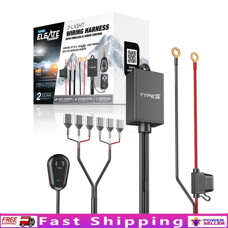 Dual Light Wiring Harness W/ Remote Control Off-Road Lighting Strobe Function US