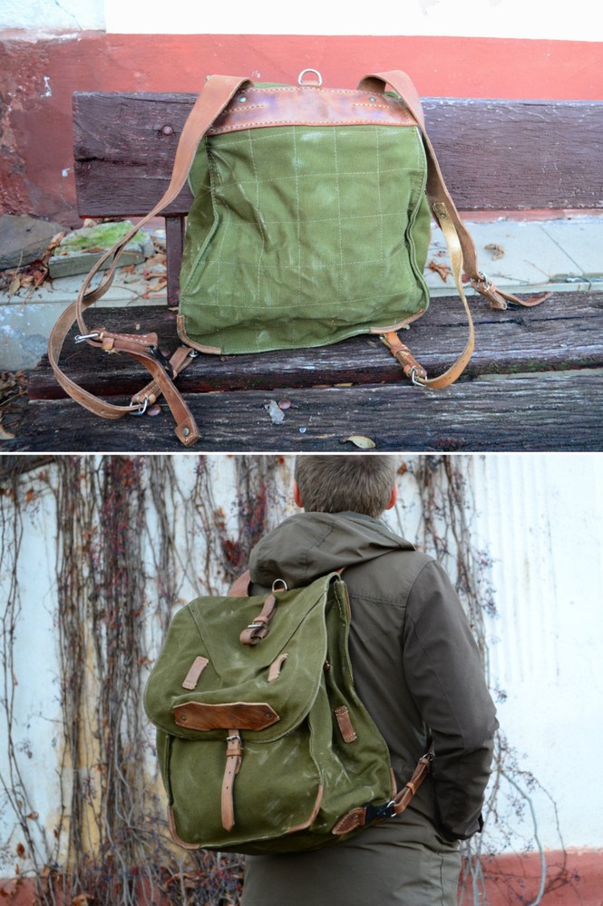 Large Military Backpack, Vintage Army Canvas Backpack