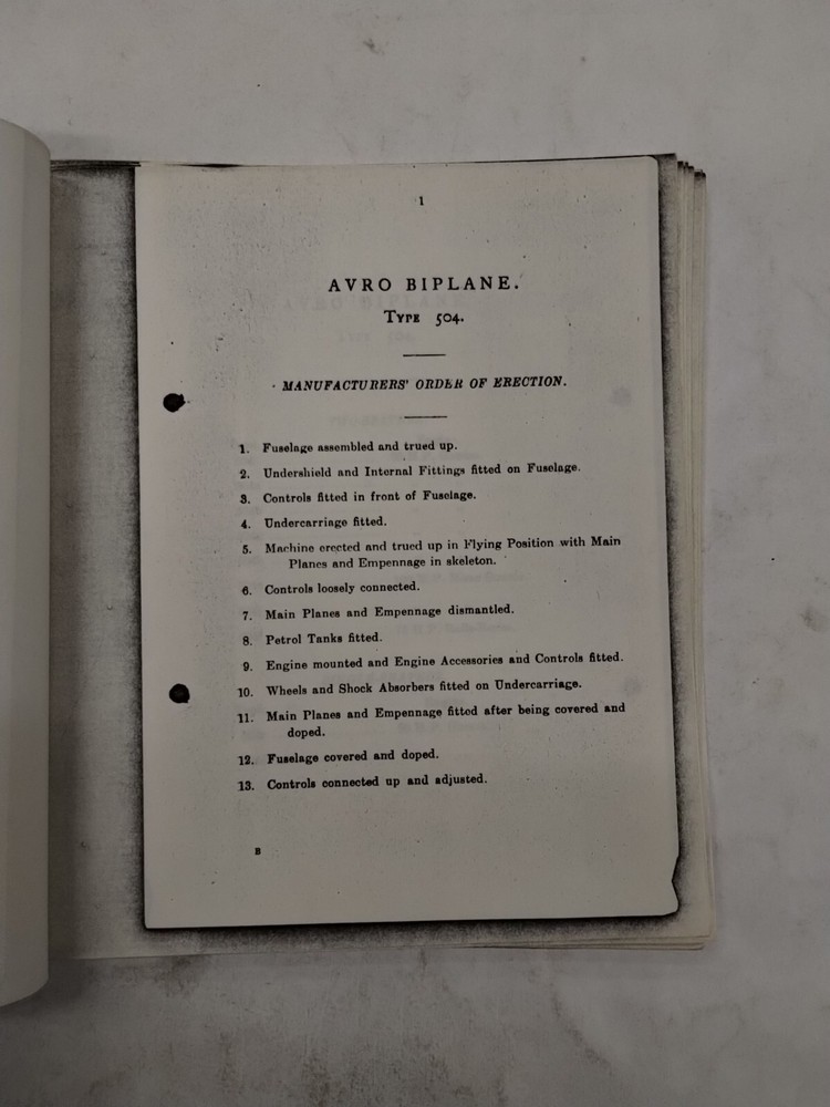 Avro Biplane Type 504 Rigging Notes-Copy