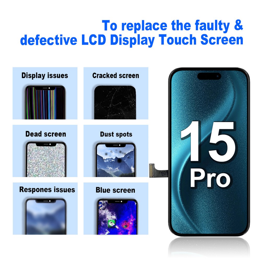 For iPhone 15 Pro LCD Touch Screen Glass Digitizer Display Replacement Assembly