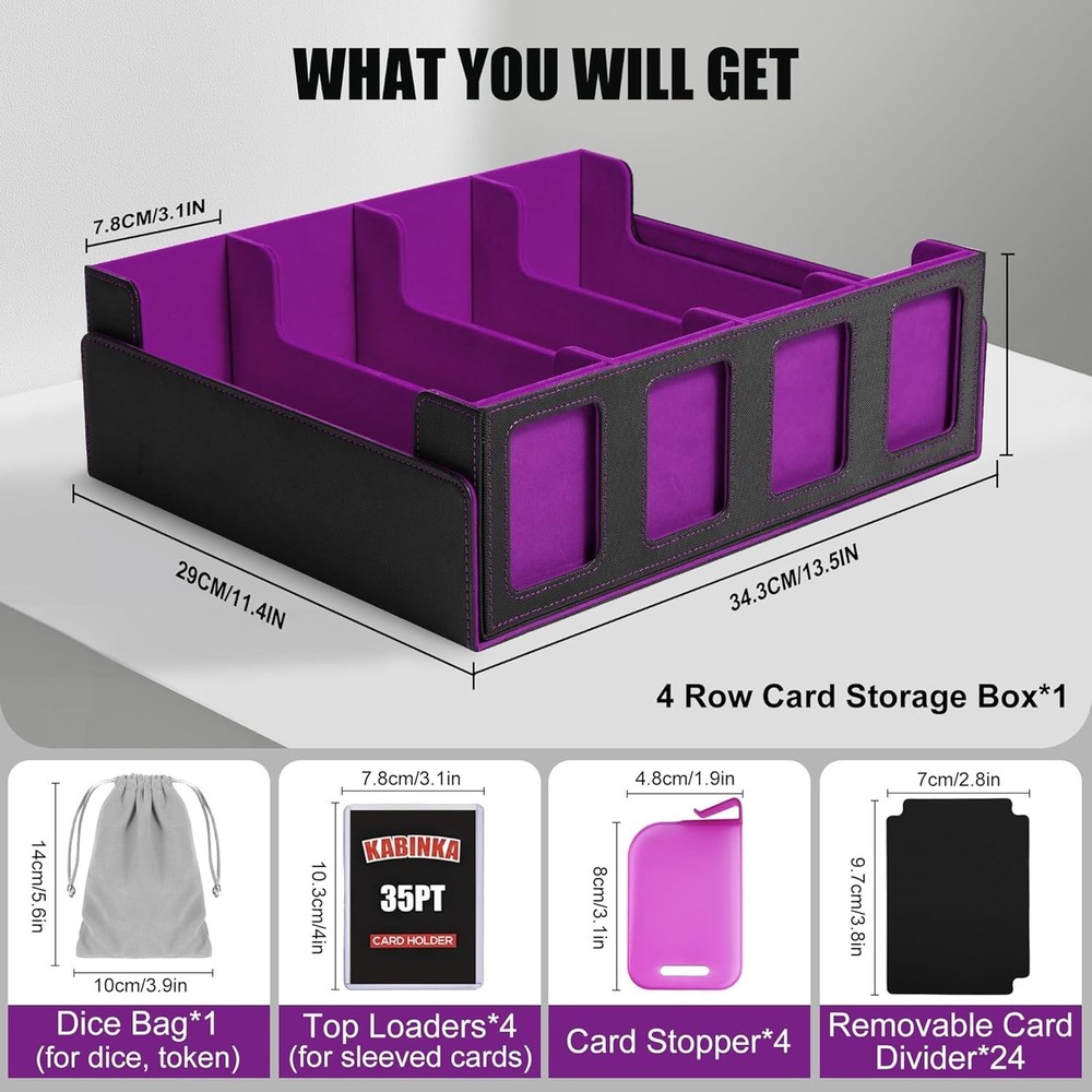 Trading Card Storage Box with Commander Display , 4-Row Deck Case with Remova...