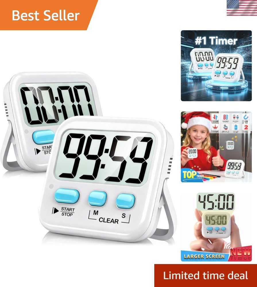 2 Pack Digital Timer for Kids, Magnetic Countdown Kitchen Timers for Cooking,...