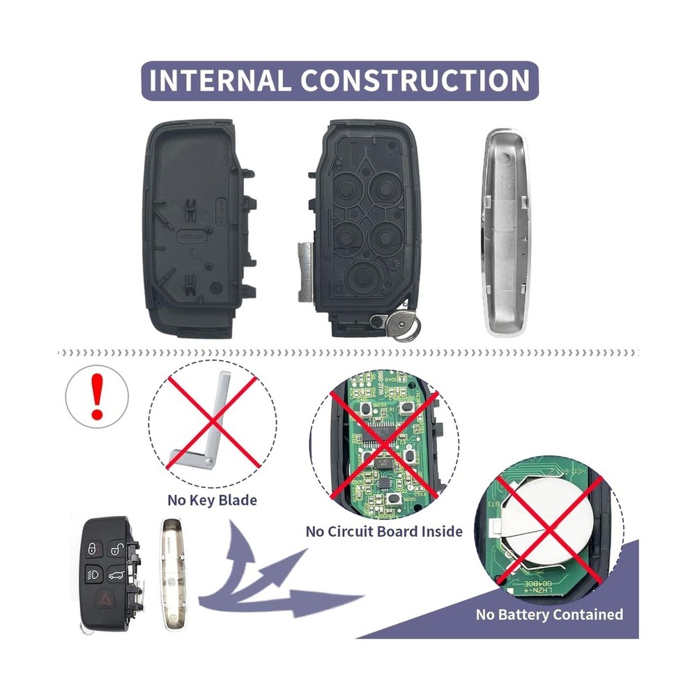 Key Fob Case Replace Shell for Range Rover Jaguar Models 2012-2019, 5 Button