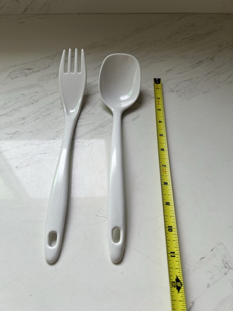 Vintage Melamine Ware White Kitchen Utensils Fork & Spoon Serving 809 &808