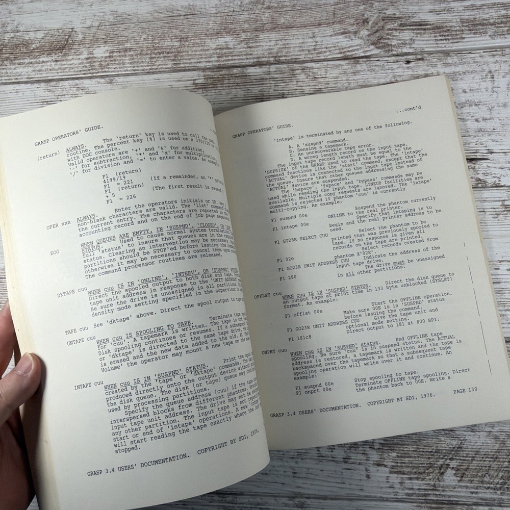 GRASP IBM Mainframe Spooler User Documentation Manual Guide (1976) SDI
